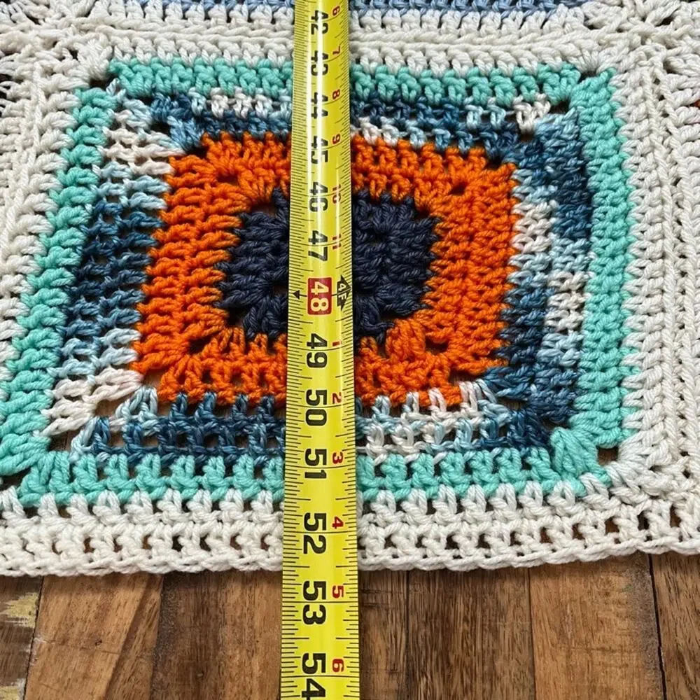 Handmade Crochet Granny Square Blanket 52 x 65